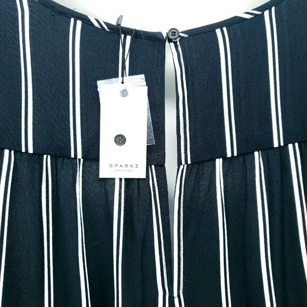SPARKZ COPENHAGEN Striped Black White Belted Jumpsuit - Picture 8 of 9